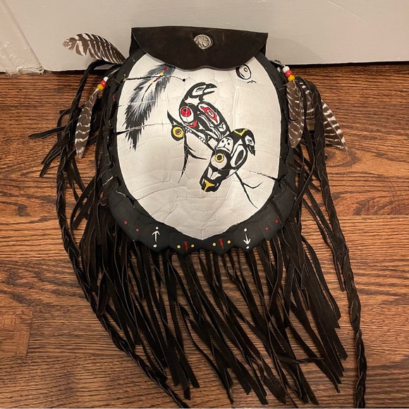 Vintage Native American Turtle Shell Suede shoulder bag purse - Picture 3 of 10